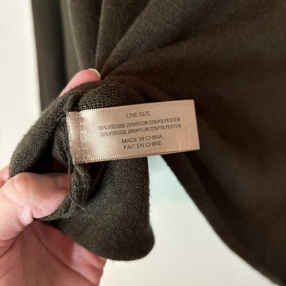 Look By M New York Womens Poncho Shawl Brown Sweater Pullover One Size - Picture 4 of 6